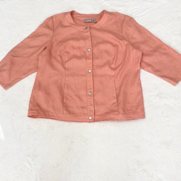 Chico's Jackets & Blazers - Chico's 100% linen Blazer 3/4 Sleeves Womens Size 3‎ Tangerine